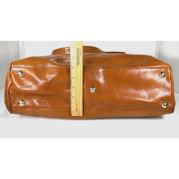 Dillards Vintage  Briefcase Brown Italian Leather Multi Compartment - Distressed - Picture 9 of 12